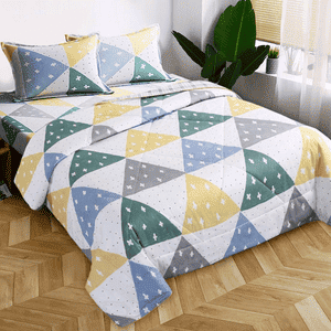 Fashion Geometric Cross Print White And Yellow 4 Pc. Bedding Set