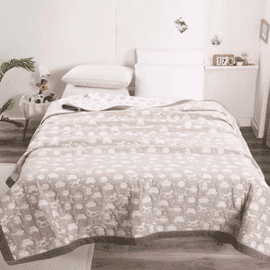 Kids Abstract Toys Weave Beige And White Bedspread
