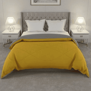 Falguni 
Mango Yellow-Light Grey Solid 250 Gsm Microfiber Single Bed Comforter