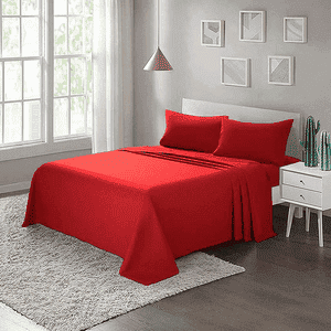 Charlotte Red Solid 220 TC Fabric Double Size Bedsheets with 2 Pillow Covers