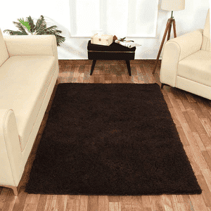 Brown Solid Soft Feel Anti-Skid Polyester Carpet -5X7 Feet