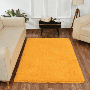 Yellow Solid Soft Feel Anti-Skid Polyester Carpet -4X6 Feet