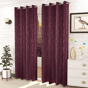 Tuireann Purple Color Abstract Window Curtain   Set of 2