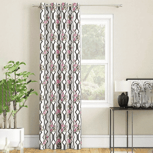 Regina Single Floral Door Curtain-Black