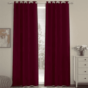 Onofrius Maroon Polyester Room-Darkening 7 ft Door Curtain Set of 2