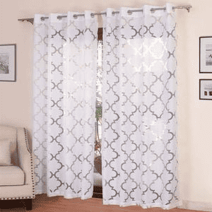 Enya White Polycotton Sheer 9 ft Long Door Curtain Set of 2