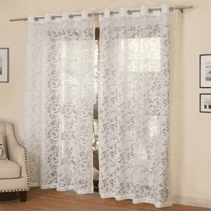 Eve White Polycotton Sheer 9 ft Long Door Curtain Set of 2