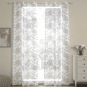 Freida White Polycotton Sheer 7 ft Door Curtain