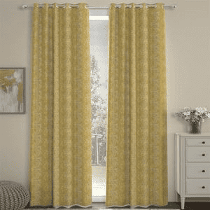 Diana Mustard Polyester Room-Darkening 9 ft Long Door Curtain Set of 2