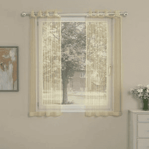 Halle Gold Polyester Sheer 5 ft Window Curtain Set of 2
