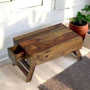 Ohio Sheesham Wood Laptop Table with 1 side Drawer in Teak Finish