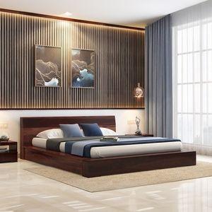 Duetto Solid Wood King Size Bed In Two Tone Finish