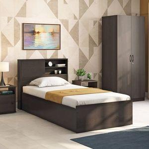 Amy Engineered Wood Single Size Box Storage Bed In Dark Wenge Finish