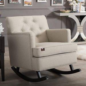Duwan Solid Wood Rocking Chair in Light Beige Colour