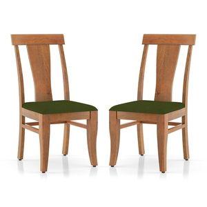 Fabio Dining Chair Set Of 2 In Colour Olive Green And Finish Amber Walnut