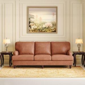 Ophelia 3 Seater Leatherette Sofa (Tan Leatherette)
