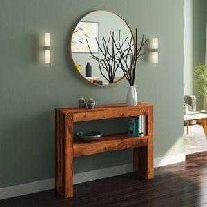 Epsilon Solid Wood Console Table in Teak Finish