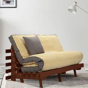 Ellis Futon - Mustard wave Pattern- Brown
