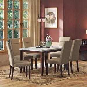 Matteo Stone 6 Seater Dining Table In Dark Walnut Finish