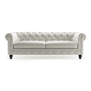 Winchester 3 Seater Half Leather Sofa in White Colour