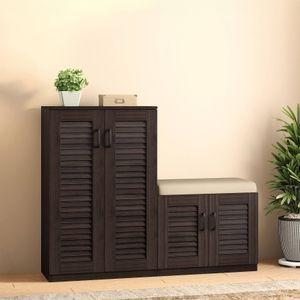 Bennis 25 Pair Shoe Rack in Dark Walnut Finish