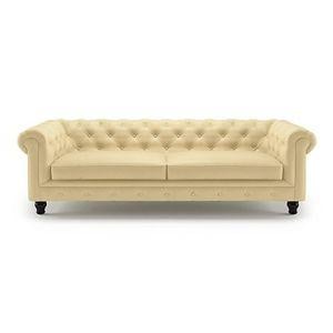Winchester 3 Seater Leatherette Sofa in Cream Colour