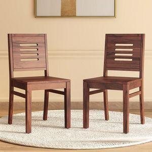 Arlo Solid Wood Dining Chair Set Of 2 In Sienna Teak Finish