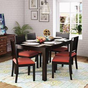 Arabia Xl Storage- Oribi 6 Seater Dining Table Set (Colour- Burnt Orange , Finish- Mahogany)