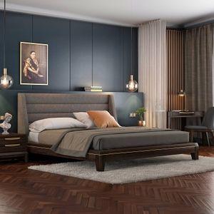 Taarkashi Solid Wood King Size Non Storage Bed In American Walnut Finish