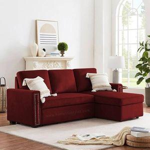 Solace Solid Wood Sofa cum Bed in Maroon