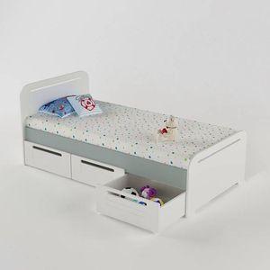 Cloud Tails Engineered Wood Drawer Storage Bed in Silver Grey Colour