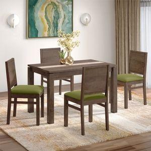 Atlas Crest Storage Solid Wood 4 Seater Dining Table In Danish Walnut Finish
