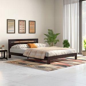 Amal Solid Wood Queen Size Bed In Mahogany Finish