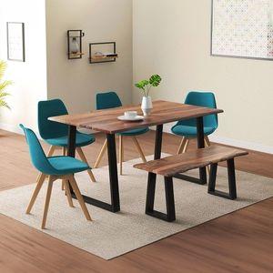 Aquila Live Edge Solid Wood Dining Bench In Teak Finish