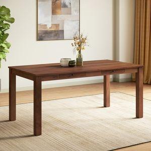 Arlo Teak Wood 6 Seater Storage Dining Table In Teak Finish