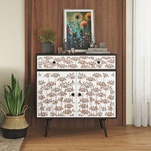 Fleur Solid Wood Sideboard in White & Americain Walnut finish