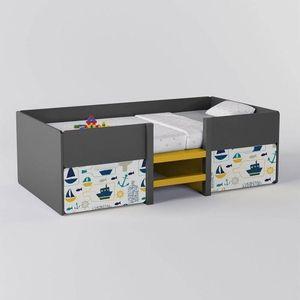 Step Up Engineered Wood Box Storage Bed in Dark Grey Colour