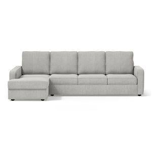 Apollo Compact Sofa (Colour : Vapour Grey, Cushion : Soft, Back Type : High Back, Seating Capacity : Left Aligned 3 Seater + Left Aligned Chaise + Ottoman)