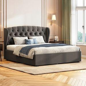 Holmebrook Upholstered Storage Bed In Hydraulic (Bed Size : King, Colour : Urban Grey)