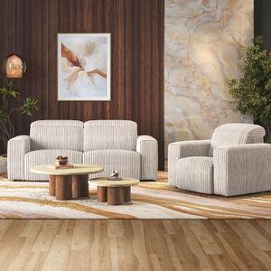 Gretta 1 Seater Fabric Sofa With Adjustable Headrest In Cloud White