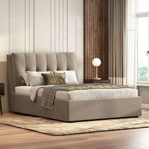 Bornholm Upholstered Storage Bed In Hydraulic (Bed Size : Queen, Colour : Shitake Beige)