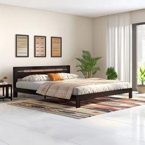 Amal Solid Wood King Size Bed In Mahogany Finish