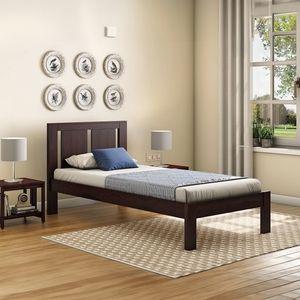 Durban Solid Wood Single Size Non Storage Bed In Mahogany Finish