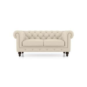 Winchester 2 Seater Premium Italian Leather Sofa In Creme Fraiche