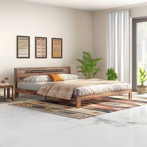 Amal Solid Wood King Size Bed In Teak Finish