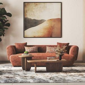 Brie 3 Seater Fabric Sofa In Terracotta Colour