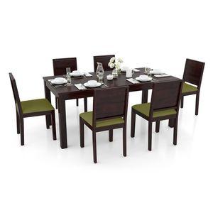 Arabia Xl Storage- Oribi 6 Seater Dining Table Set (Colour- Avocado Green , Finish- Mahogany)