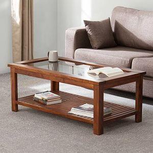Claire Rectangular Solid Wood Coffee Table In Teak Finish