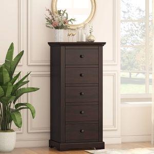 Alexandra Solid Wood Chest Of 5 Drawers In Mahogany Finish