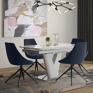 Caribu Glass 4 To 6 Seater Extendable Dining Table In White High Gloss Finish